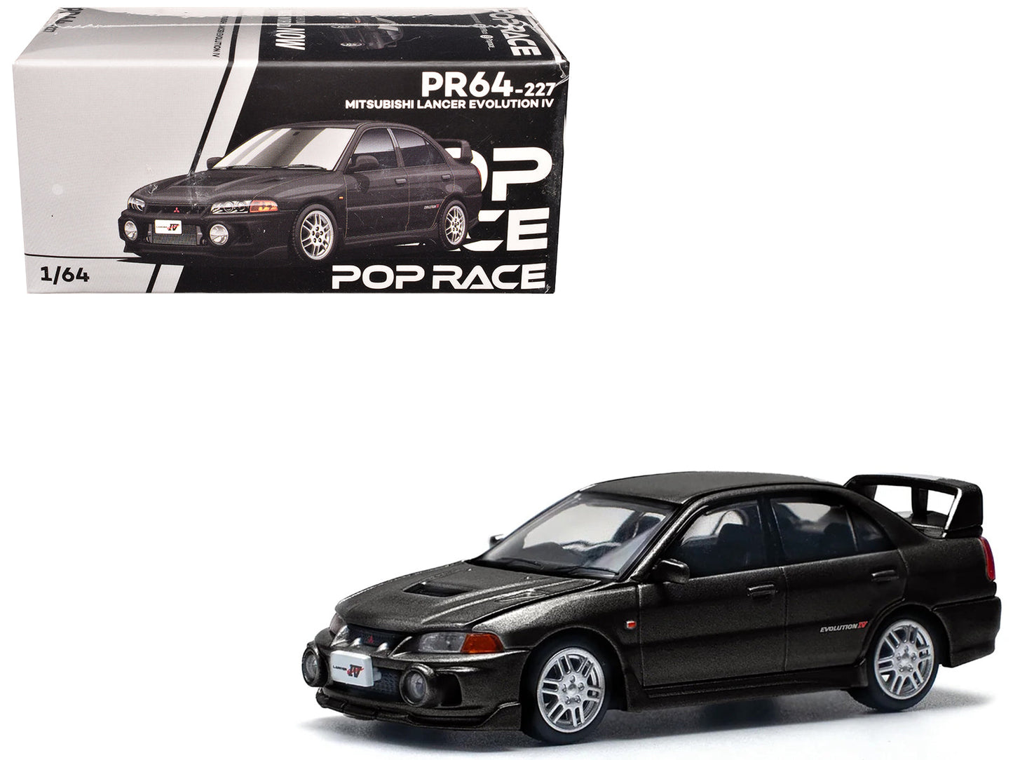 Mitsubishi Lancer Evolution IV RHD (Right Hand Drive) Pyrenees Black Pearl 1/64 Diecast Model Car by Pop Race free shipping USA