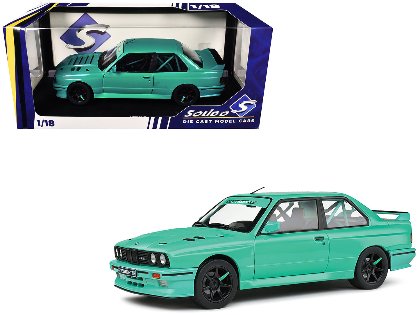 1990 BMW E30 M3 Custom "Drift Missile" Blue 1/18 Diecast Model Car by Solido free shipping USA