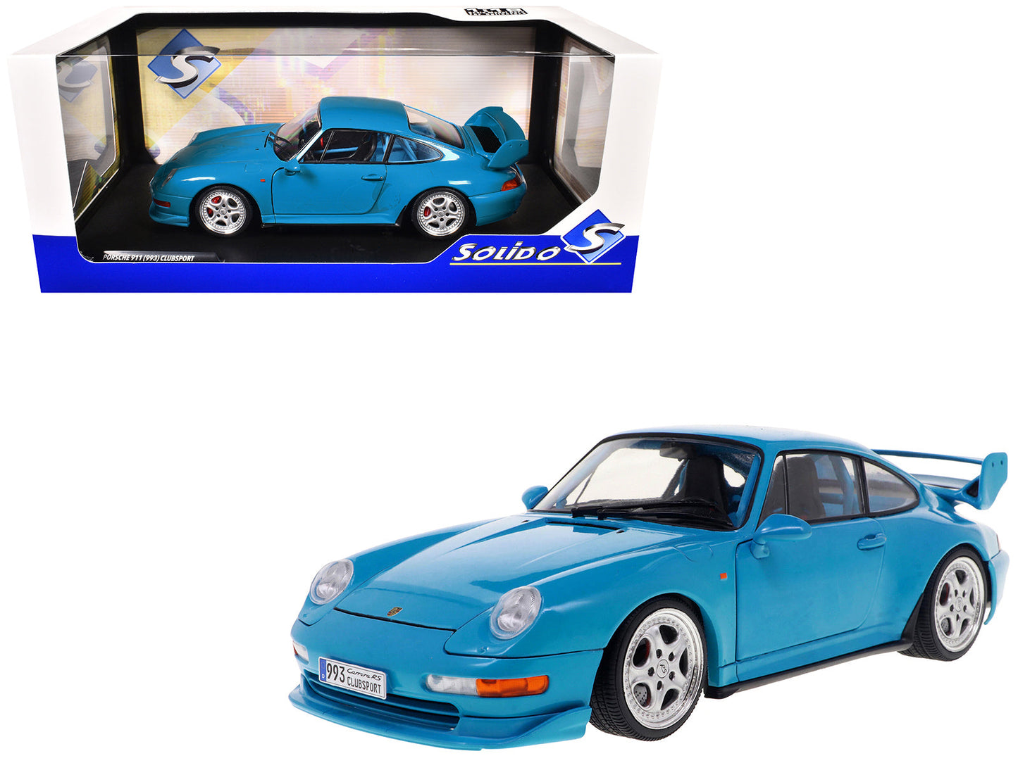 1997 Porsche 911 (993) Clubsport Riviera Blue 1/18 Diecast Model Car by Solido free shipping USA