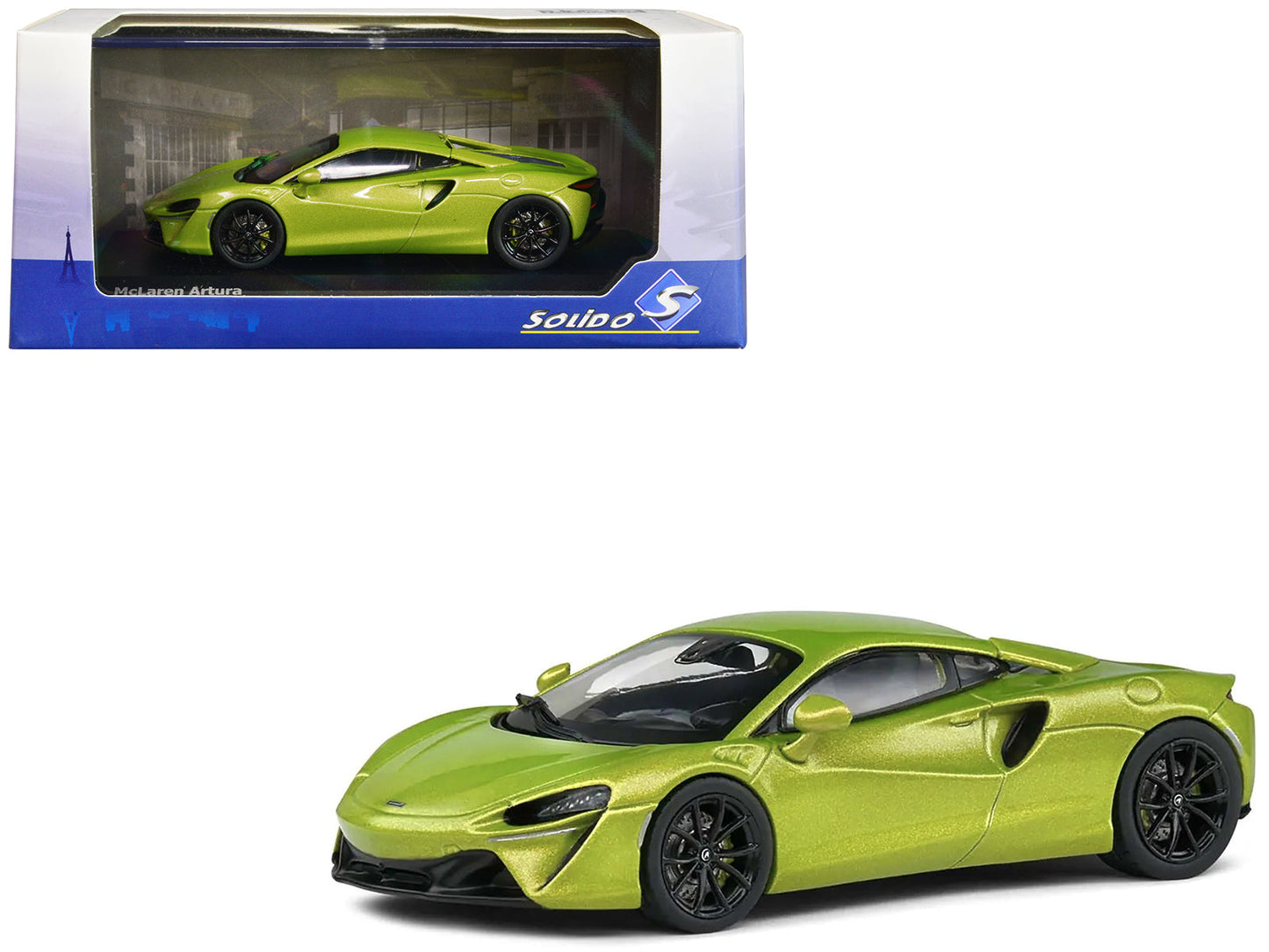 McLaren Artura Hybrid Supercar Light Green Metallic 1/43 Diecast Model Car by Solido free shipping USA