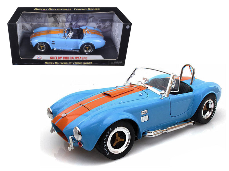 1965 Shelby Cobra 427 S/C Blue With Orange Stripes 1/18 Diecast Model Car by Shelby Collectibles free shipping USA