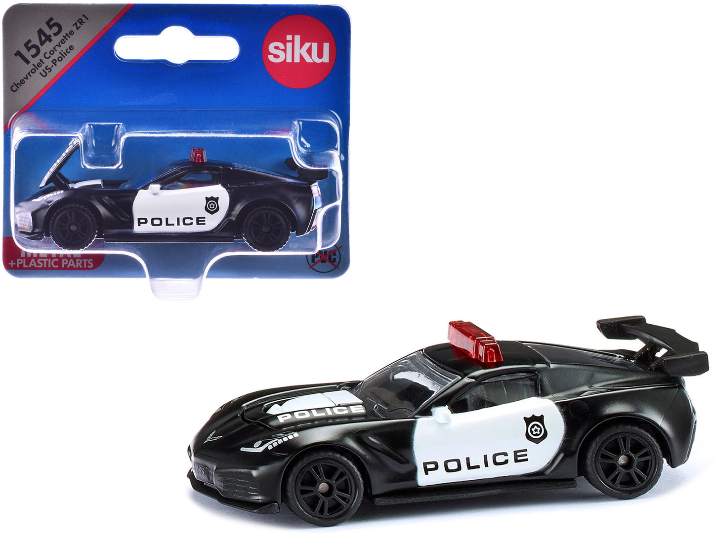 Chevrolet Corvette ZR1 Police Car Black and White Diecast Model Car by Siku free shipping USA