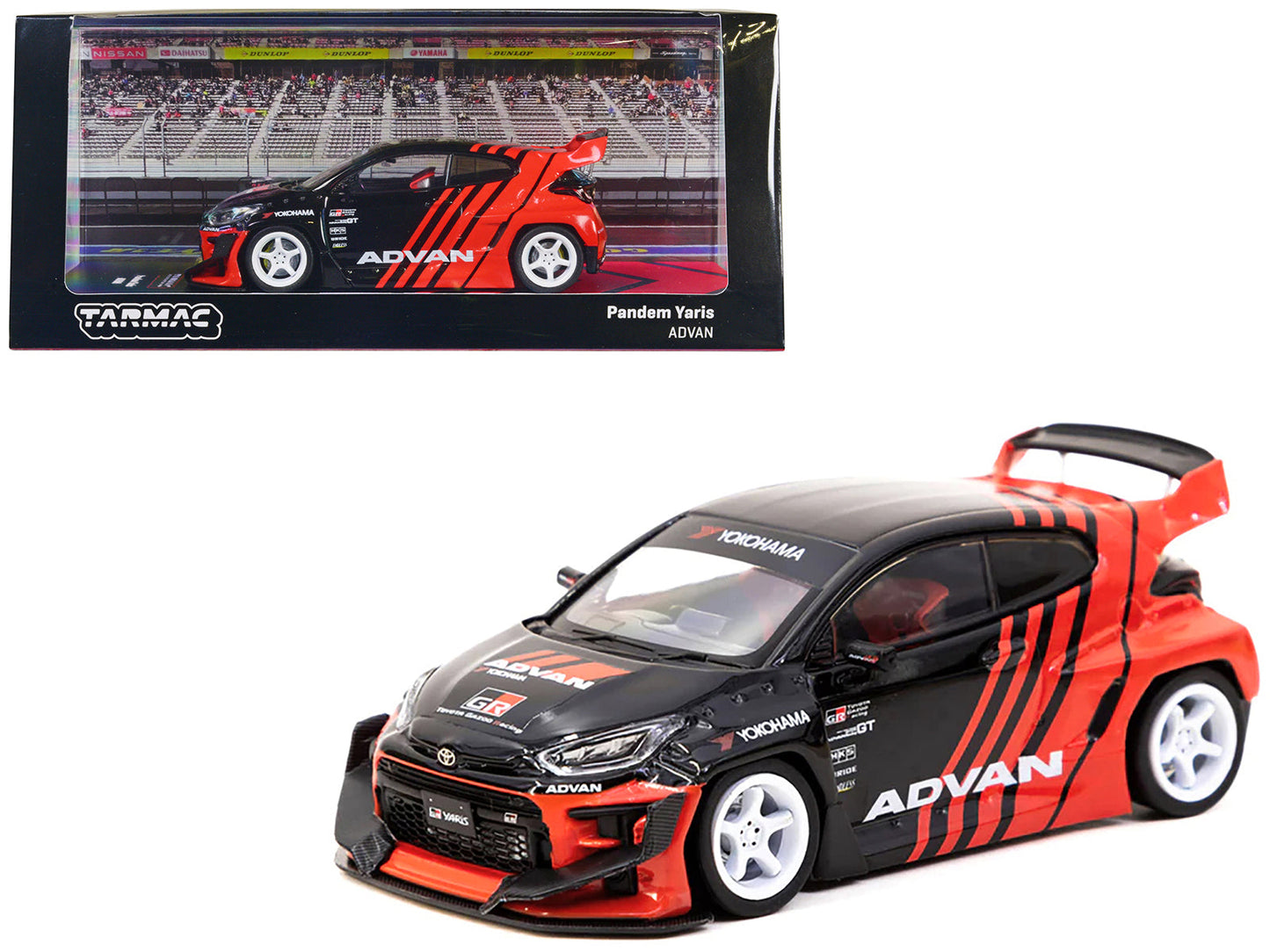Toyota "Pandem" Yaris RHD (Right Hand Drive) Black and Red "ADVAN" Livery "Hobby43" Series 1/43 Diecast Model Car by Tarmac Works free shipping USA