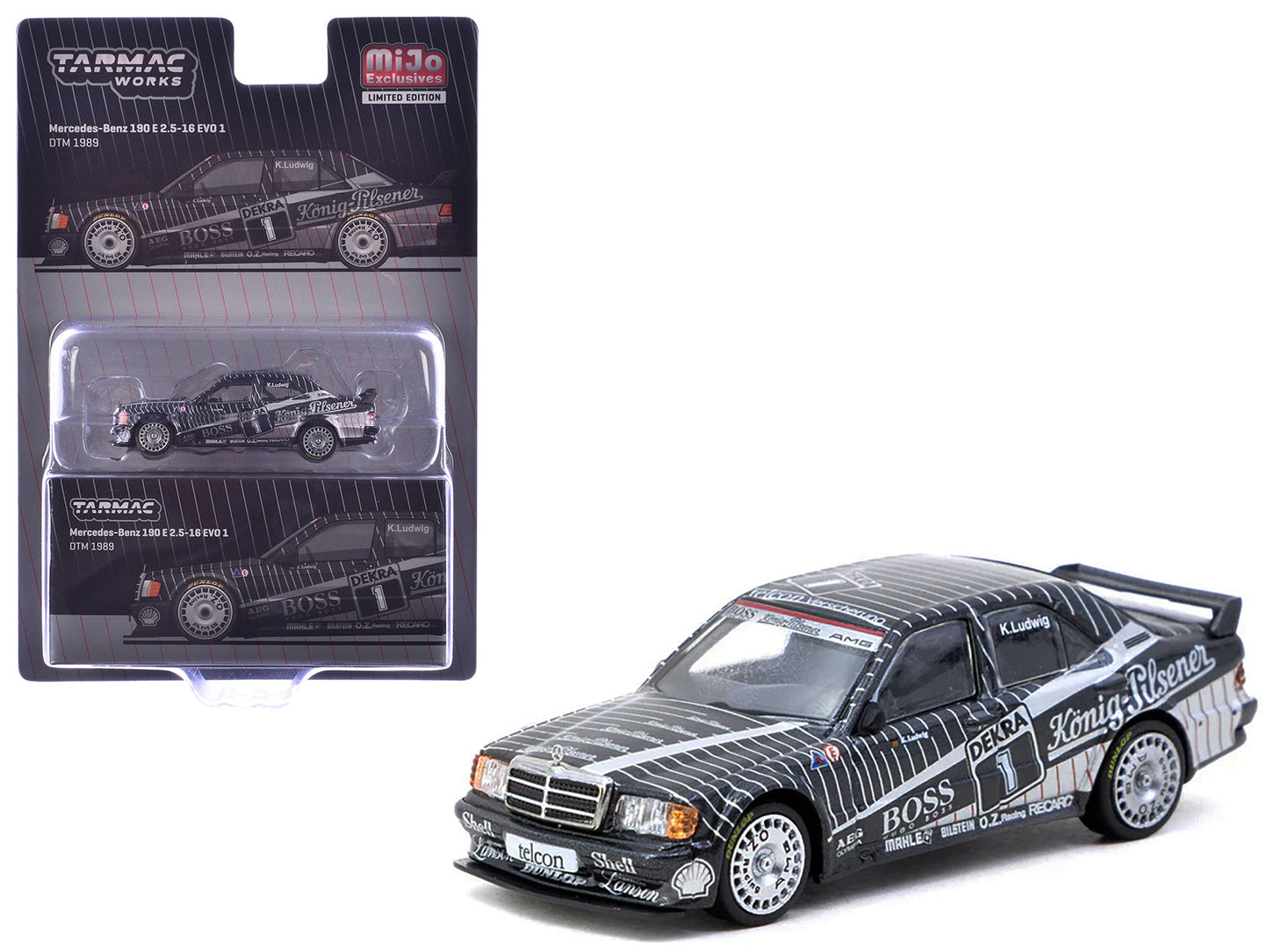 Mercedes-Benz 190 E 2.5-16 EVO 1 #1 Klaus Ludwig "Deutsche Tourenwagen Meisterschaft (DTM)" (1989) "Global64" Series 1/64 Diecast Model by Tarmac Works free shipping USA