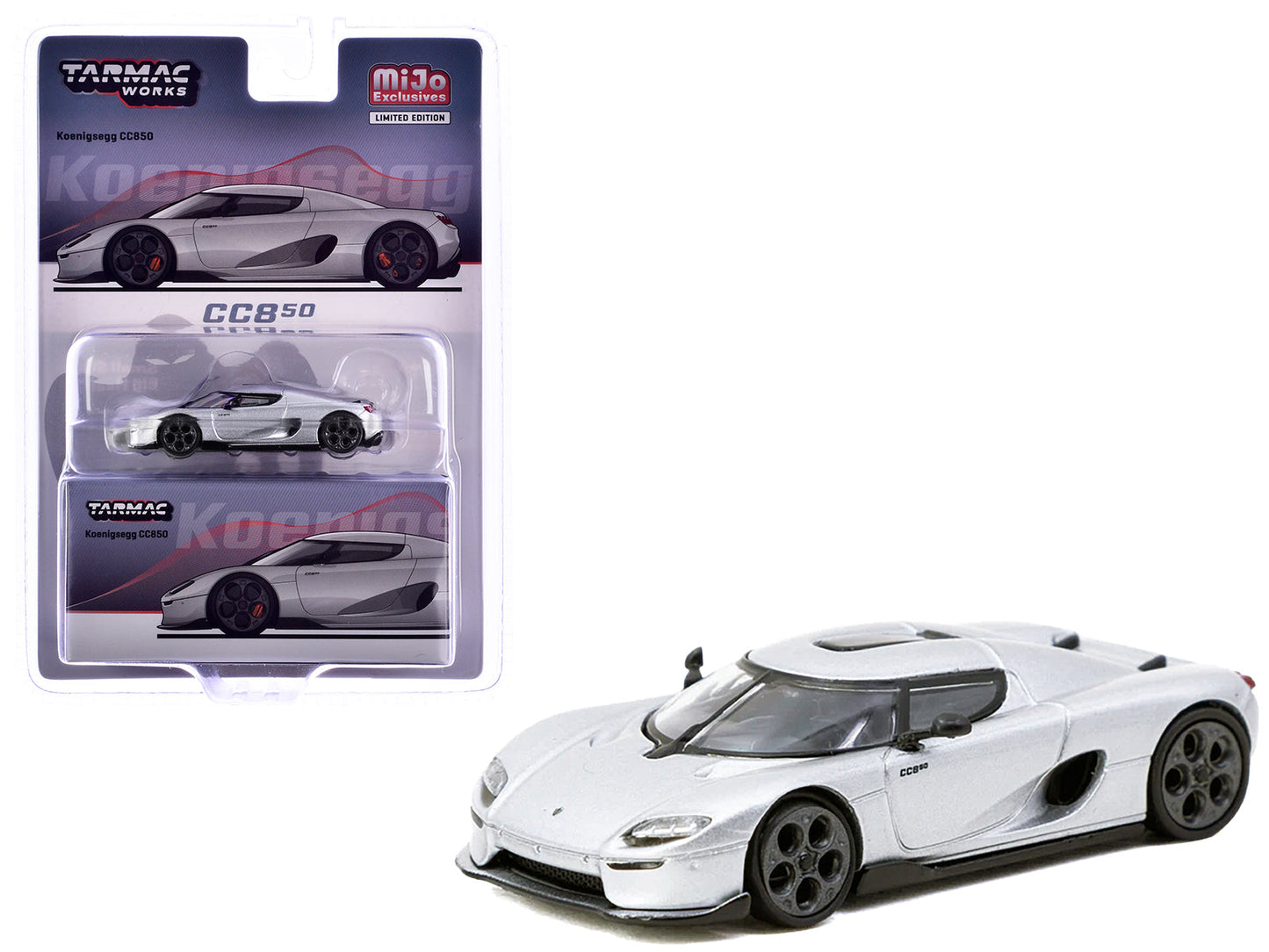 Koenigsegg CC850 Silver Metallic "Global64" Series 1/64 Diecast Model by Tarmac Works free shipping USA