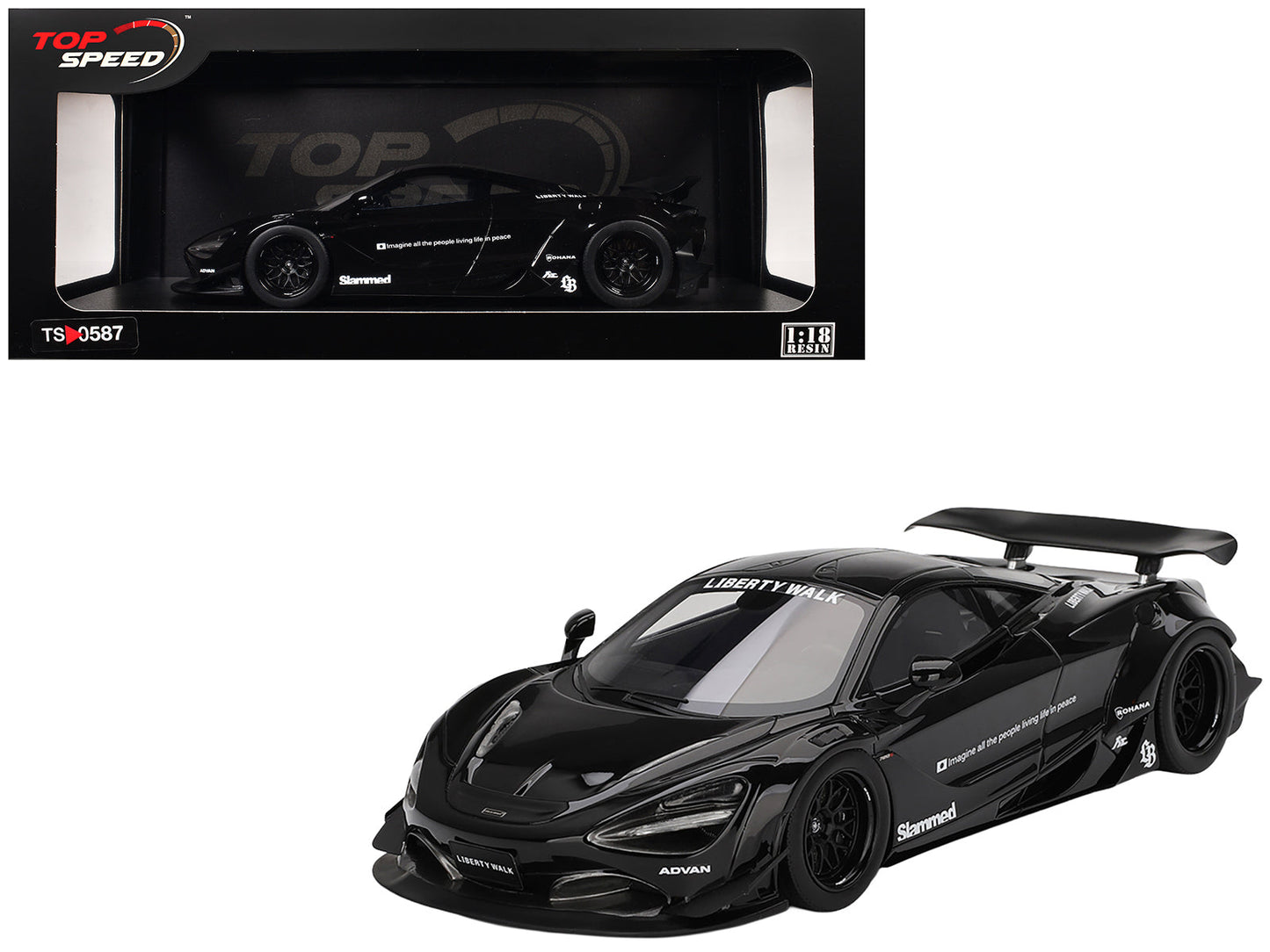McLaren 720S "LB-Works" Black "Tokyo Auto Salon 2024" 1/18 Model Car by Top Speed free shipping USA