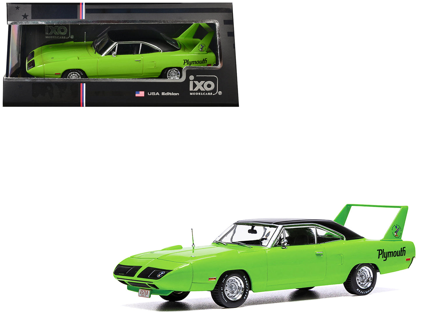 1970 Plymouth Road Runner Superbird Green with Black Vinyl Top 1/43 Diecast Model by IXO Models free shipping USA