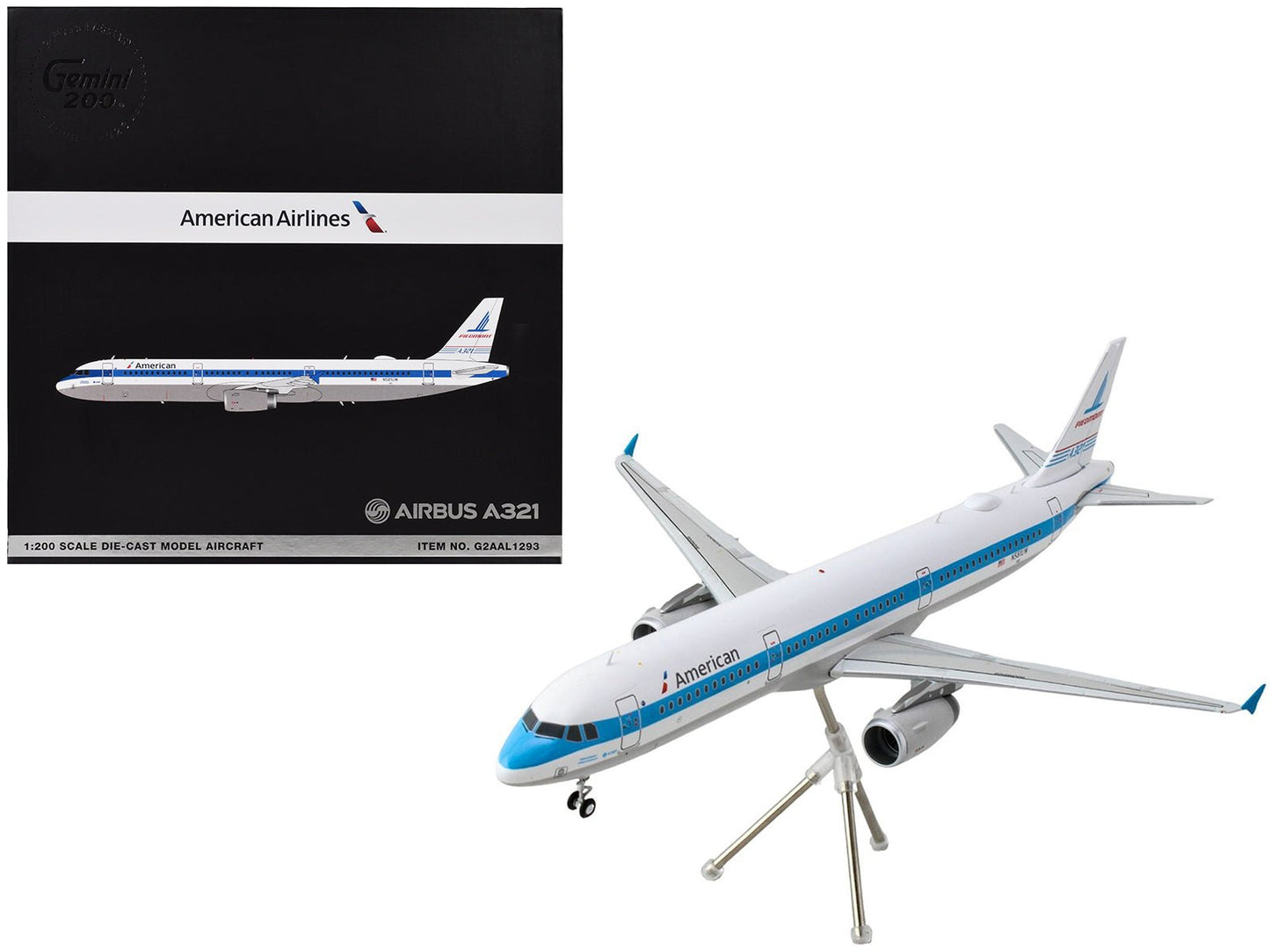 Airbus A321 Commercial Aircraft "American Airlines - Piedmont" (N581UW) White with Blue Stripes "Gemini 200" Series 1/200 Diecast Model Airplane by GeminiJets free shipping USA