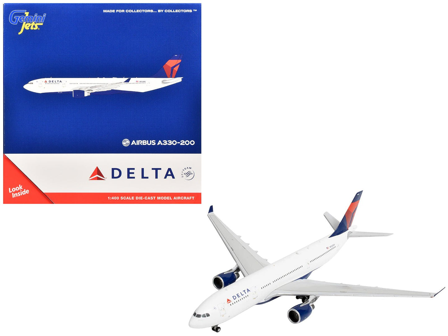 Airbus A330-200 Commercial Aircraft "Delta Air Lines" (N852NW) White with Red and Blue Tail 1/400 Diecast Model Airplane by GeminiJets free shipping USA