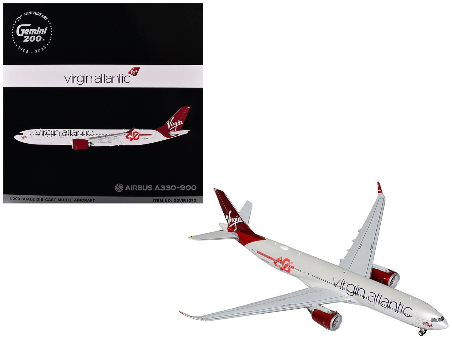 Airbus A330-900 Commercial Aircraft "Virgin Atlantic" (G-VSRB) Gray with Red Tail "Gemini 200" Series 1/200 Diecast Model Airplane by GeminiJets free shipping USA