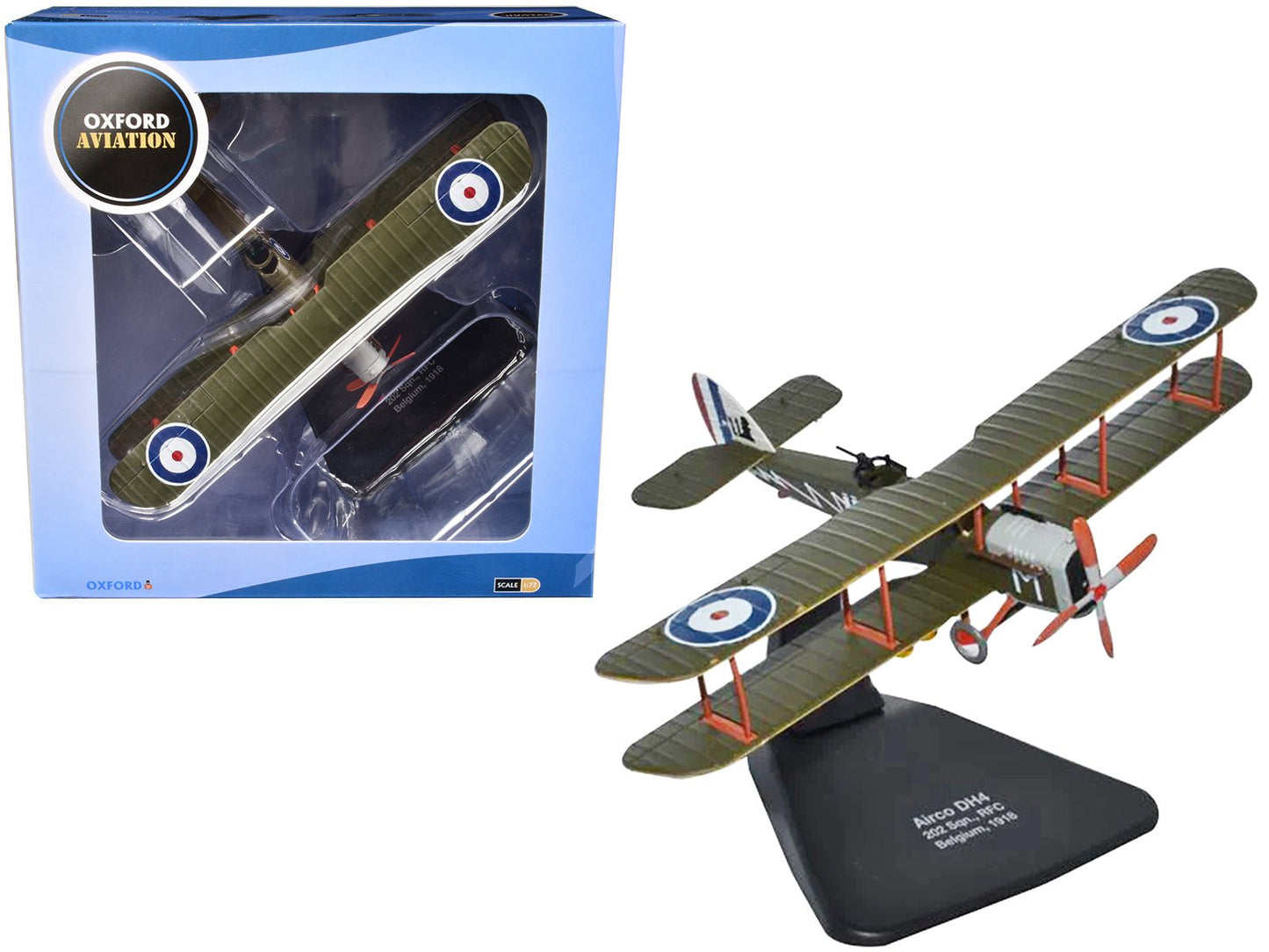 Airco DH4 Bomber Plane "202 Squadron RFC" (1918) "Oxford Aviation" Series 1/72 Diecast Model Airplane by Oxford Diecast free shipping USA