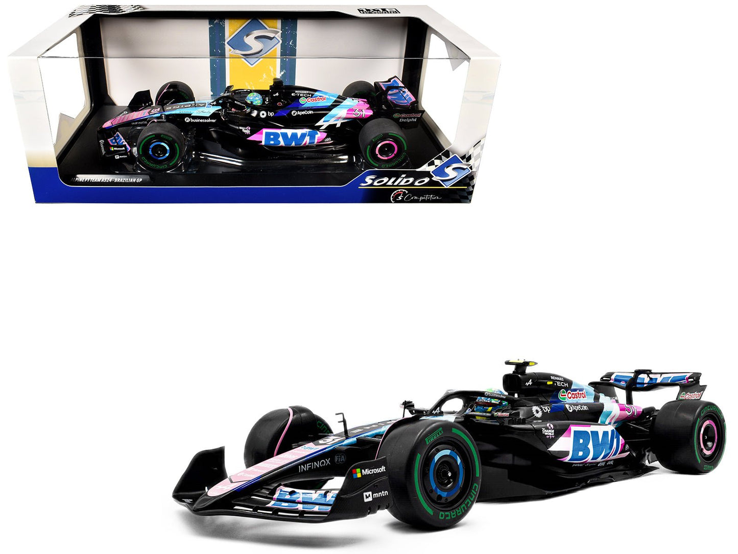 Alpine A524 #31 Esteban Ocon "BWT" 2nd Place F1 "Sao Paulo GP" (2024) "Competition" Series 1/18 Diecast Model Car by Solido free shipping USA