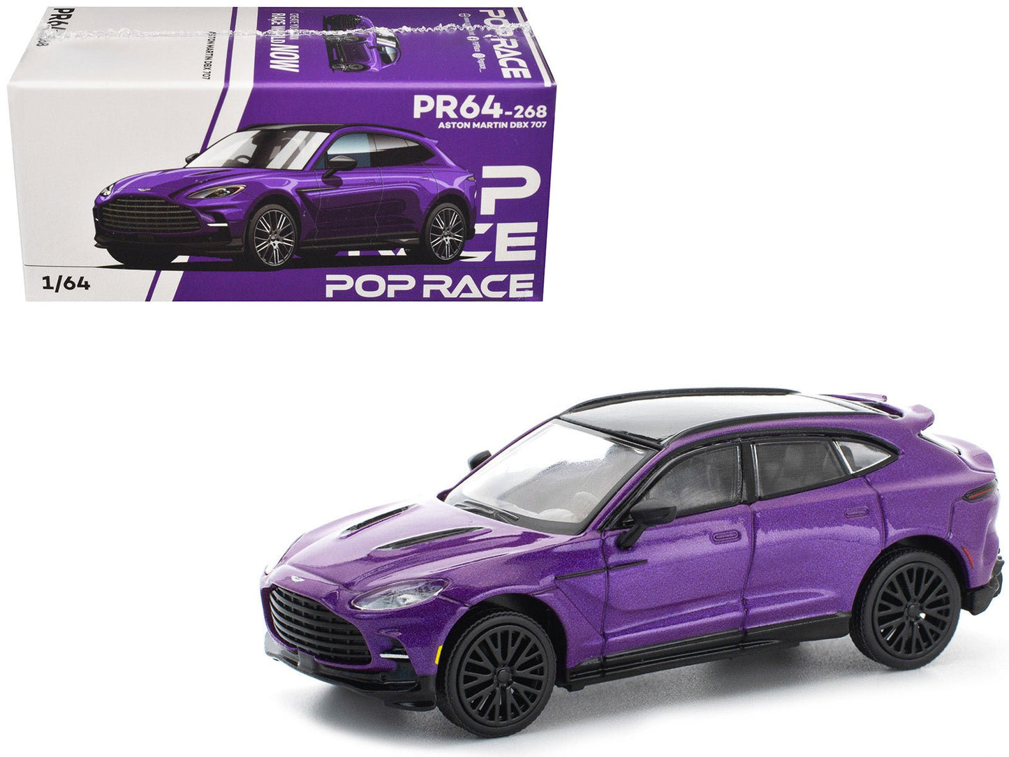 Aston Martin DBX 707 Storm Purple Metallic with Black Top 1/64 Diecast Model Car by Pop Race free shipping USA
