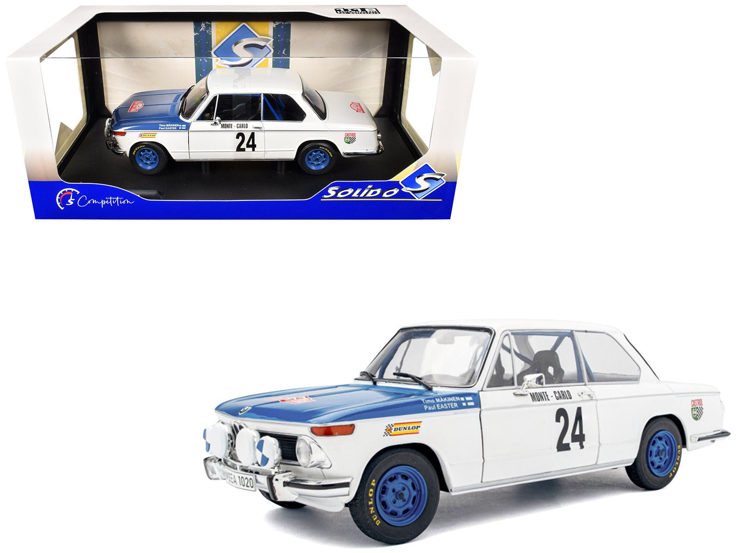 BMW 2002 Tii #24 Timo Makinen - Paul Easter 2nd Place "Rallye Monte-Carlo" (1969) "Competition" 1/18 Diecast Model Car by Solido free shipping USA