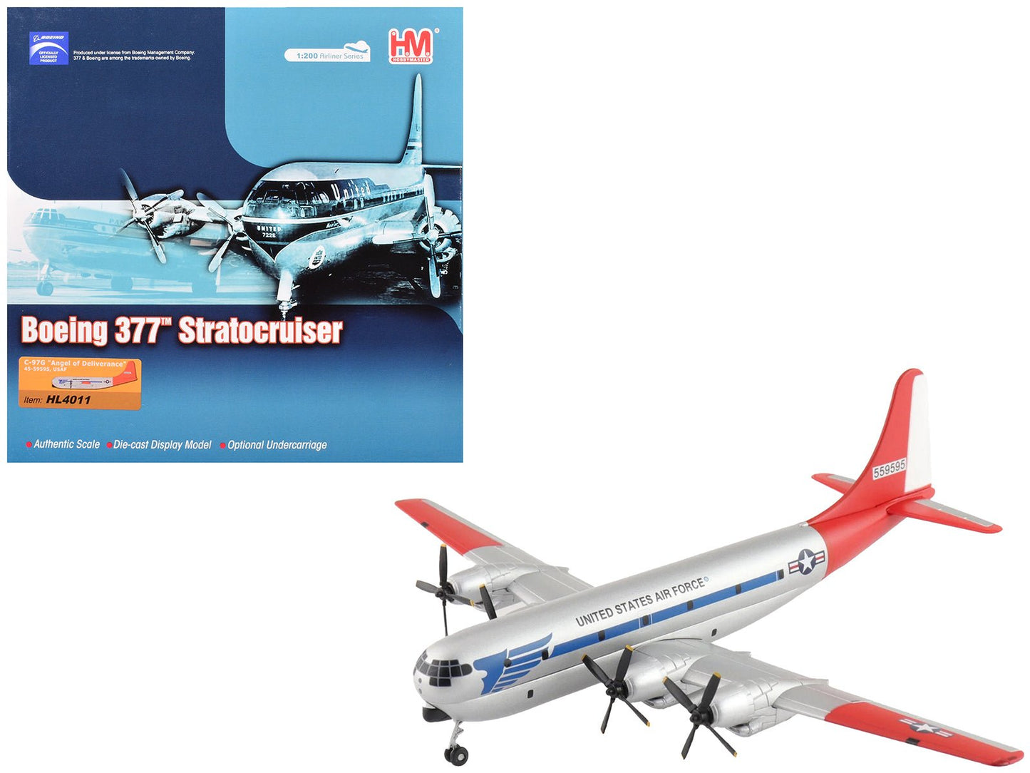 Boeing 377 C-97G Stratofreighter Transport Aircraft "45-59595 Angel of Deliverance" United States Air Force "Airliner Series" 1/200 Diecast Model by Hobby Master free shipping USA
