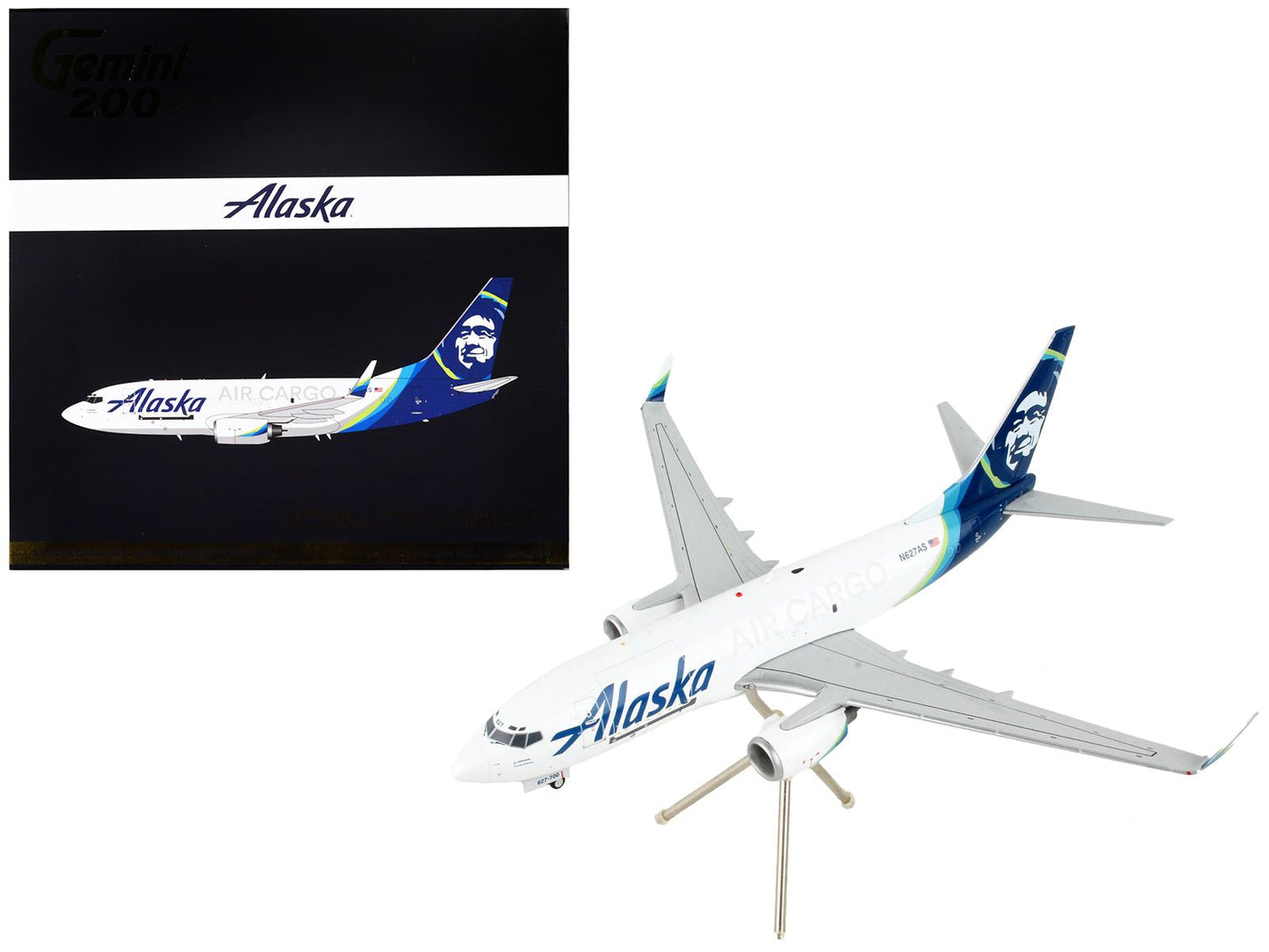 Boeing 737-700BDSF Commercial Aircraft "Alaska Air Cargo" White with Blue Tail "Gemini 200" Series 1/200 Diecast Model Airplane by GeminiJets free shipping USA