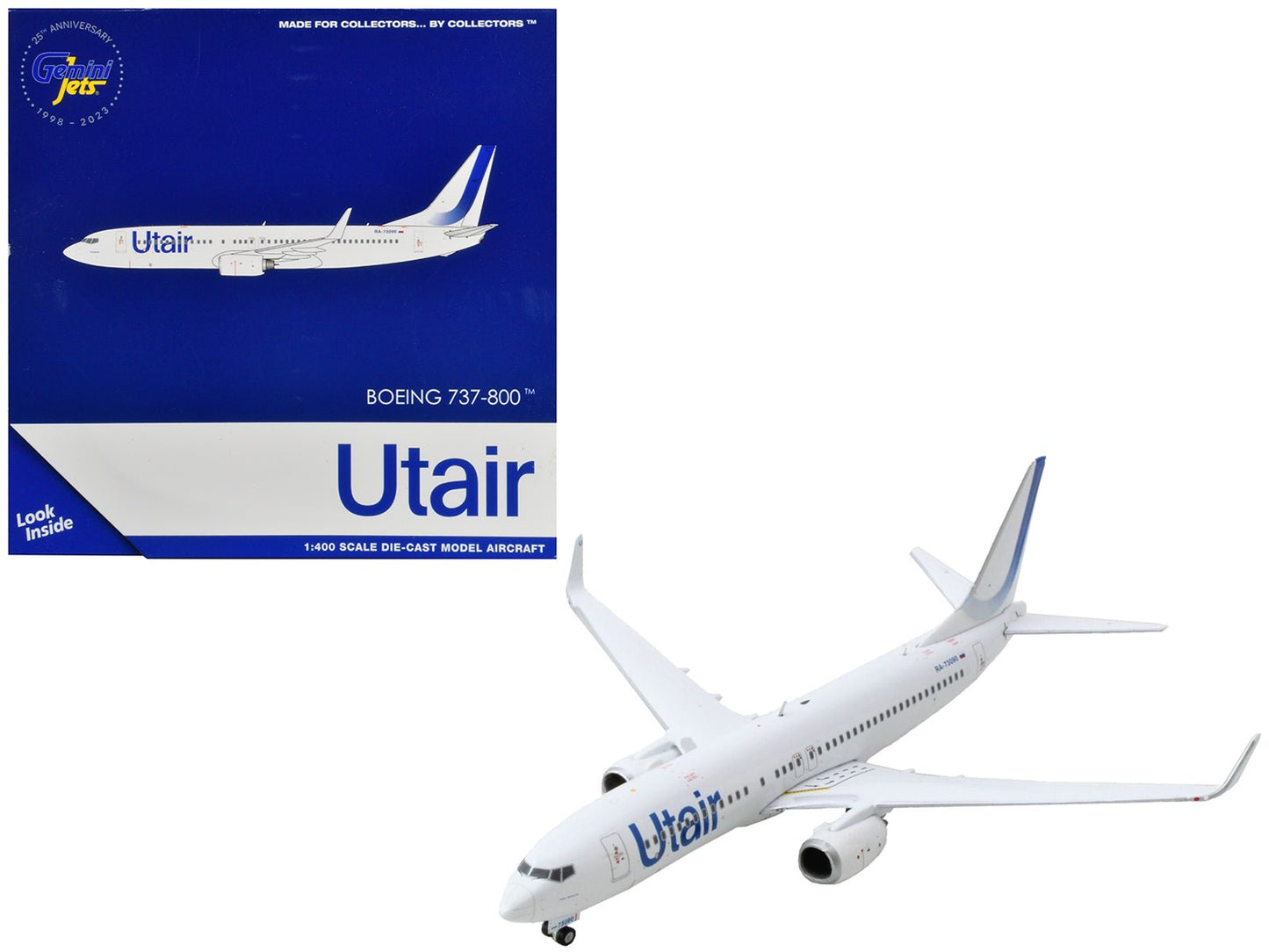 Boeing 737-800 Commercial Aircraft "Utair" White with Blue Tail Stripes 1/400 Diecast Model Airplane by GeminiJets free shipping USA