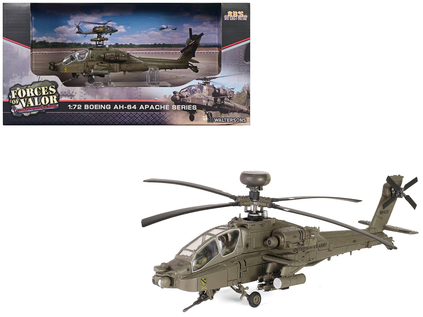 Boeing Apache AH-64D Longbow Attack Helicopter "99-5135 of C Company 1-227 ATKHB 1st Cavalry Division 11th Aviation Regiment (Attack) Karbala Operation Iraq Freedom" (2003) United States Army 1/72 Diecast Model by Forces of Valor free shipping USA