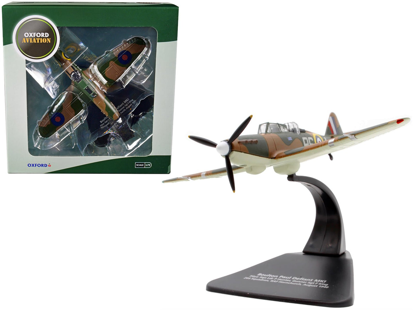 Boulton Paul Defiant MK I Fighter Plane Pilot: Sqn Ldr P Hunter Gunner Sgt F King 264 Squadron RAF Hornchurch (August 1940) "Oxford Aviation" Series 1/72 Diecast Model Airplane by Oxford Diecast free shipping USA