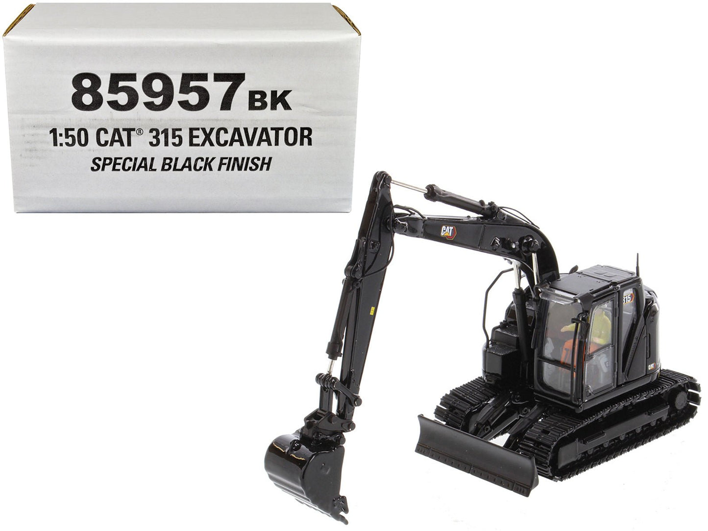 CAT Caterpillar 315 Track Type Hydraulic Excavator Special Black Finish with Operator "High Line" Series 1/50 Diecast Model by Diecast Masters free shipping USA