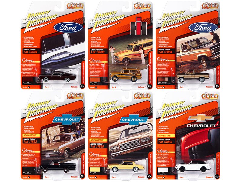 "Classic Gold Collection" 2022 Set B of 6 Cars Release 1 1/64 Diecast Model Cars by Johnny Lightning free shipping USA