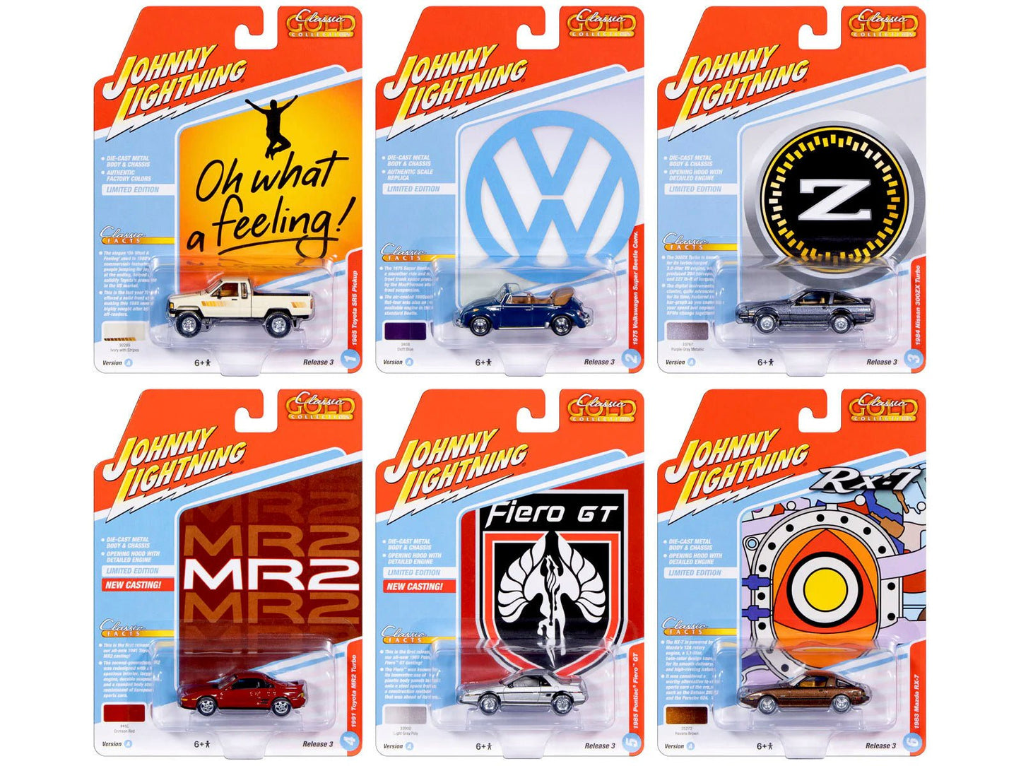 "Classic Gold Collection" 2026 Release 1 Set A of 6 Cars 1/64 Diecast Model Cars by Johnny Lightning free shipping USA