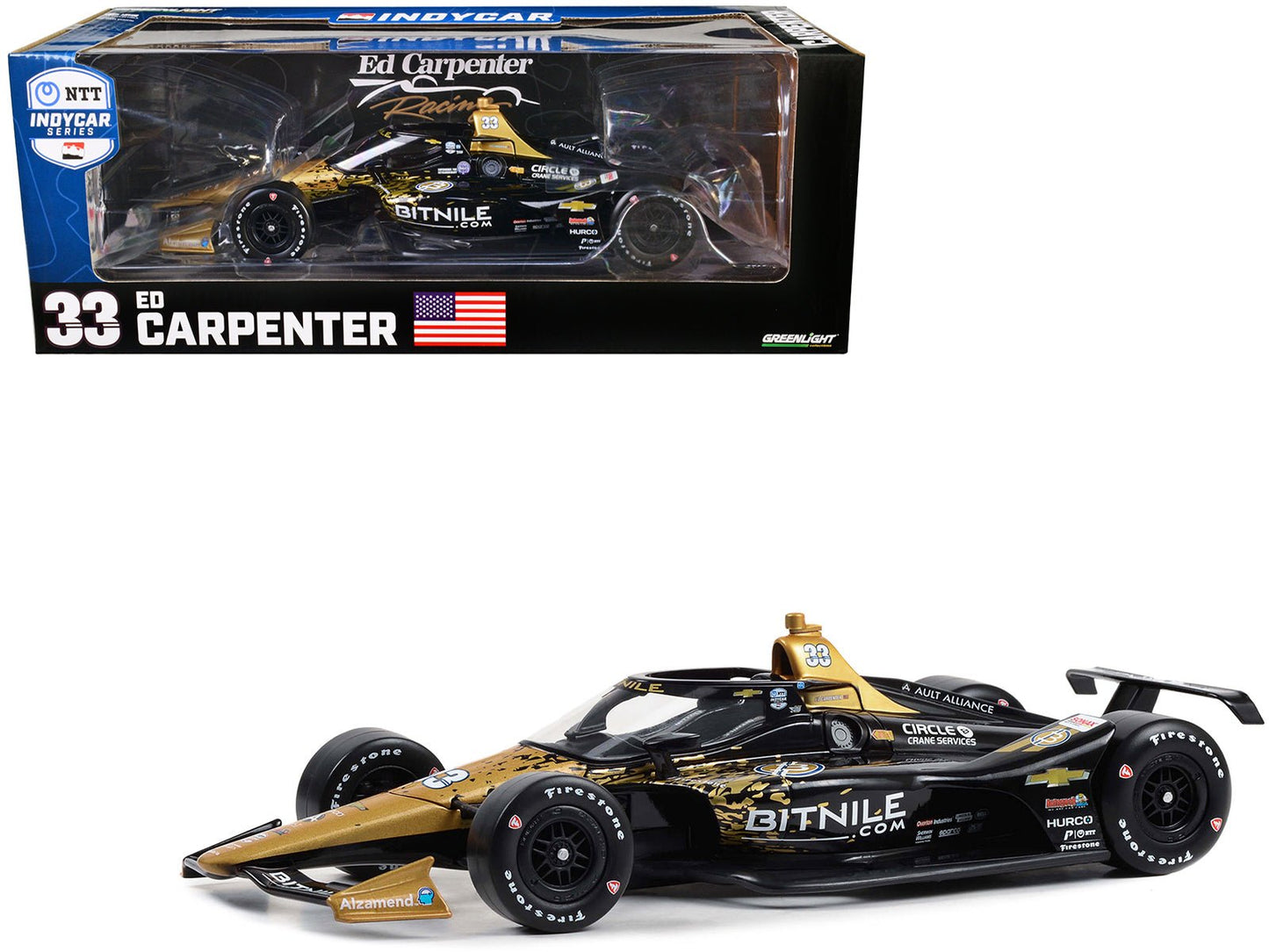 Dallara IndyCar #33 Ed Carpenter "Bitnile" Ed Carpenter Racing "NTT IndyCar Series" (2023) 1/18 Diecast Model Car by Greenlight free shipping USA