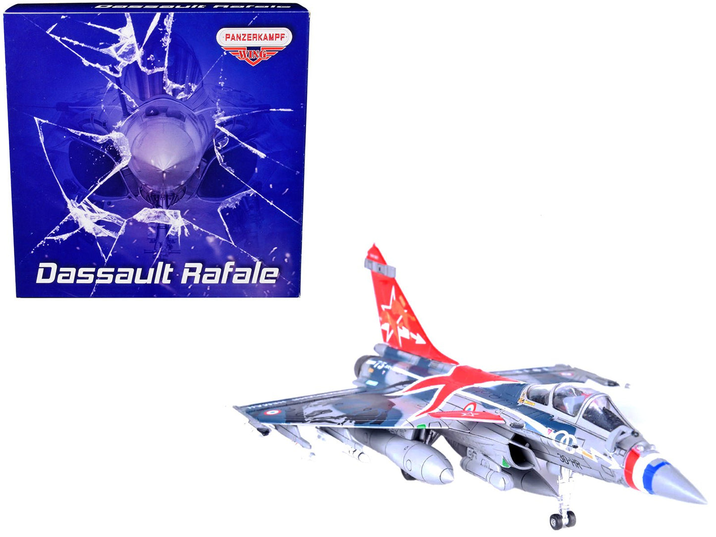 Dassault Rafale C Fighter Jet "Regiment de Chasse 2/30 Normandie-Niemen" 75th Anniversary Edition with Missile Accessories "Panzerkampf Wing" Series 1/72 Scale Model by Panzerkampf free shipping USA