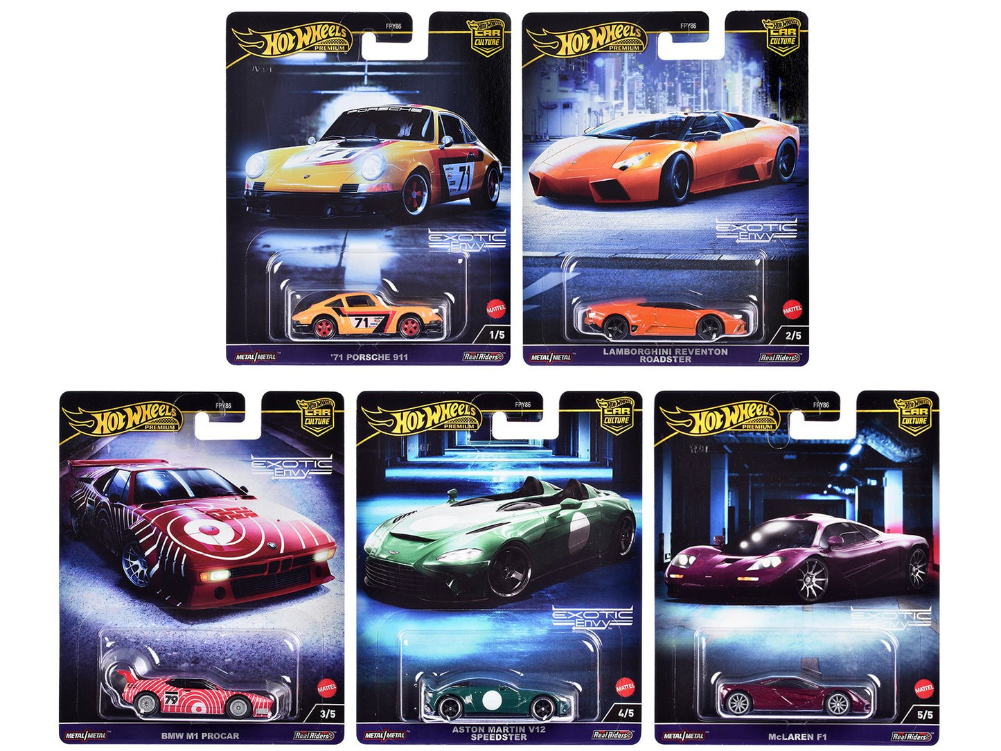"Exotic Envy" 5 piece Set "Car Culture" 2024 Series G Diecast Model Cars by Hot Wheels free shipping USA
