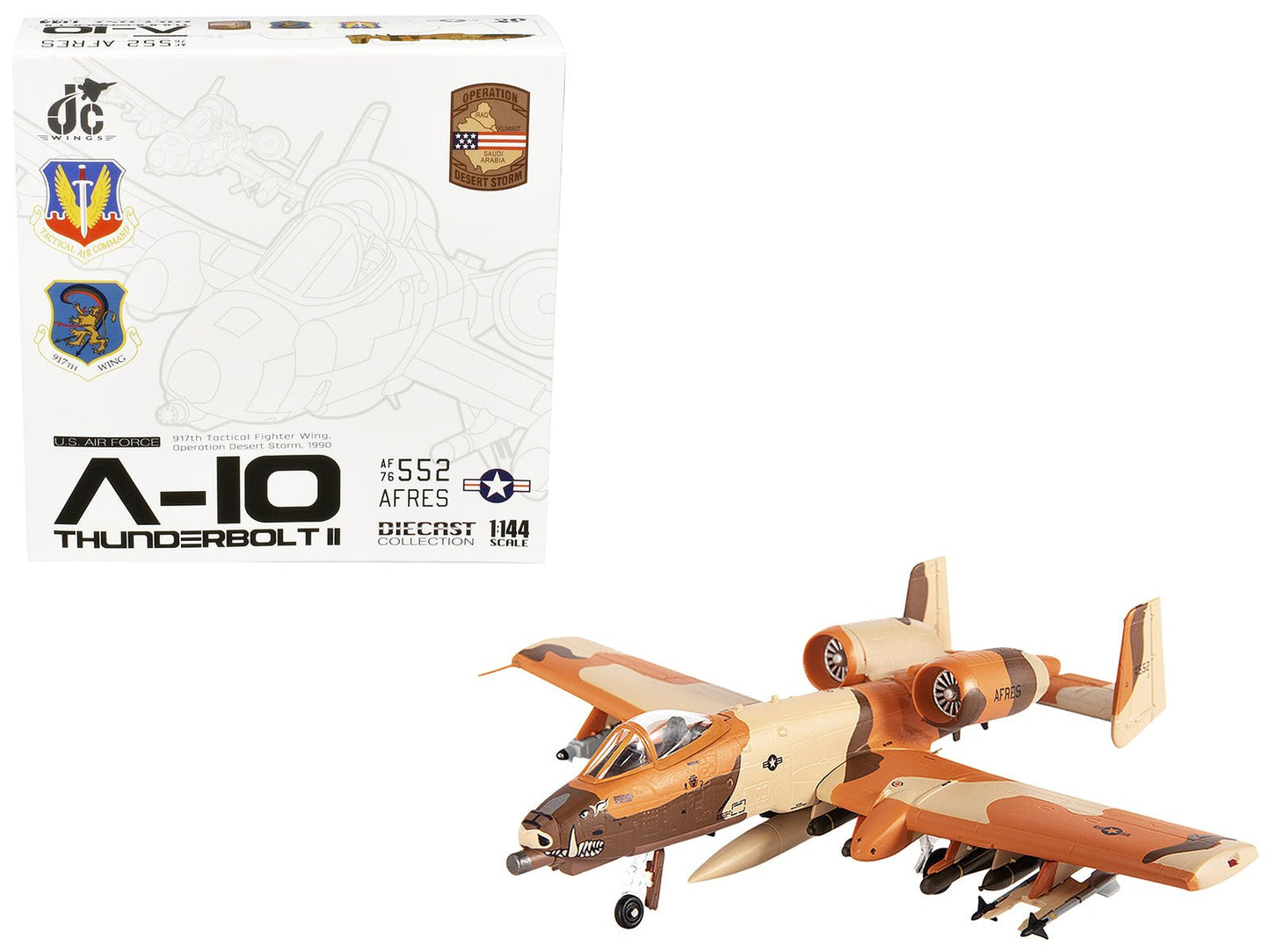 Fairchild Republic A-10C Thunderbolt II Attack Aircraft "917th Tactical Fighter Wing Operation Desert Storm" (1990) United States Air Force 1/144 Diecast Model by JC Wings free shipping USA