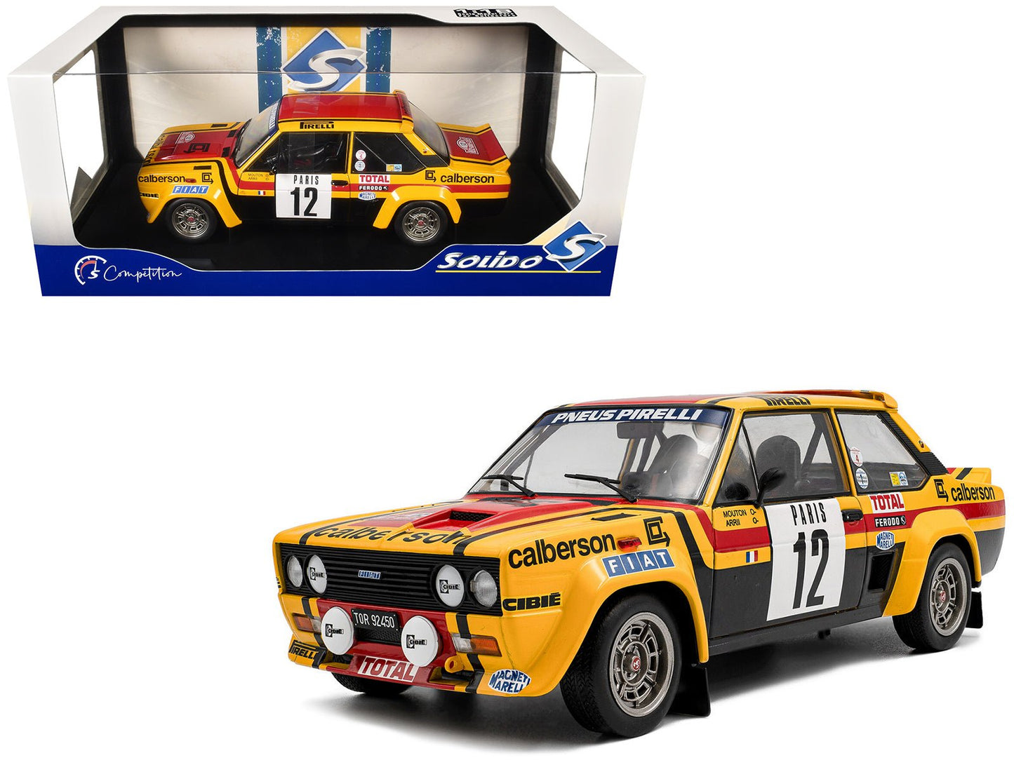 Fiat 131 Abarth #12 Michele Mouton - Annie Arrii "Rallye de Monte-Carlo" (1980) "Competition" Series 1/18 Diecast Model Car by Solido free shipping USA
