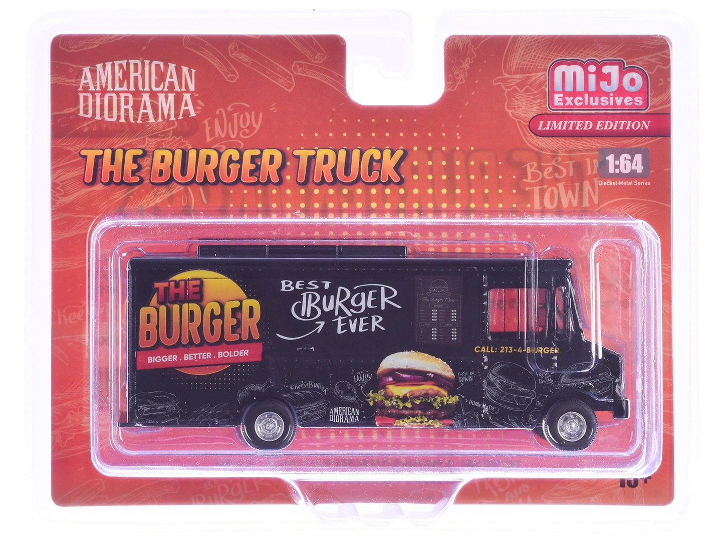 Food Truck "The Burger Truck" Black with Graphics 1/64 Diecast Model by American Diorama free shipping USA
