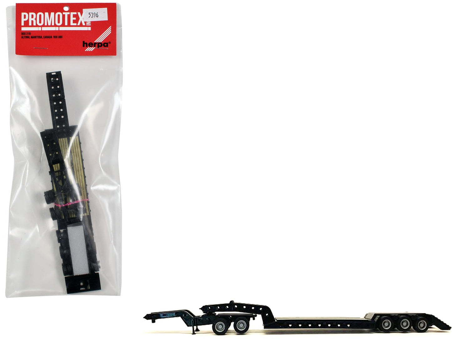 Heavy Equipment Lowboy Trailer with Jeep Black 1/87 (HO) Plastic Model by Promotex free shipping USA