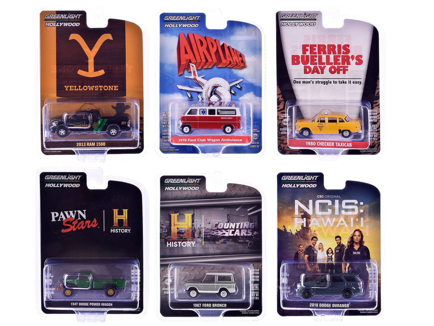 "Hollywood Series" Set of 6 pieces Release 42 1/64 Diecast Model Cars by Greenlight free shipping USA