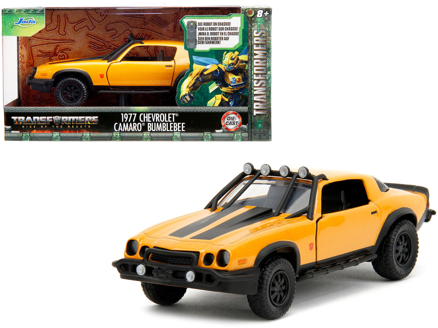 1977 Chevrolet Camaro Off-Road Version Yellow Metallic with Black Stripes "Transformers: Rise of the Beasts" (2023) Movie "Hollywood Rides" Series 1/32 Diecast Model Car by Jada free shipping USA