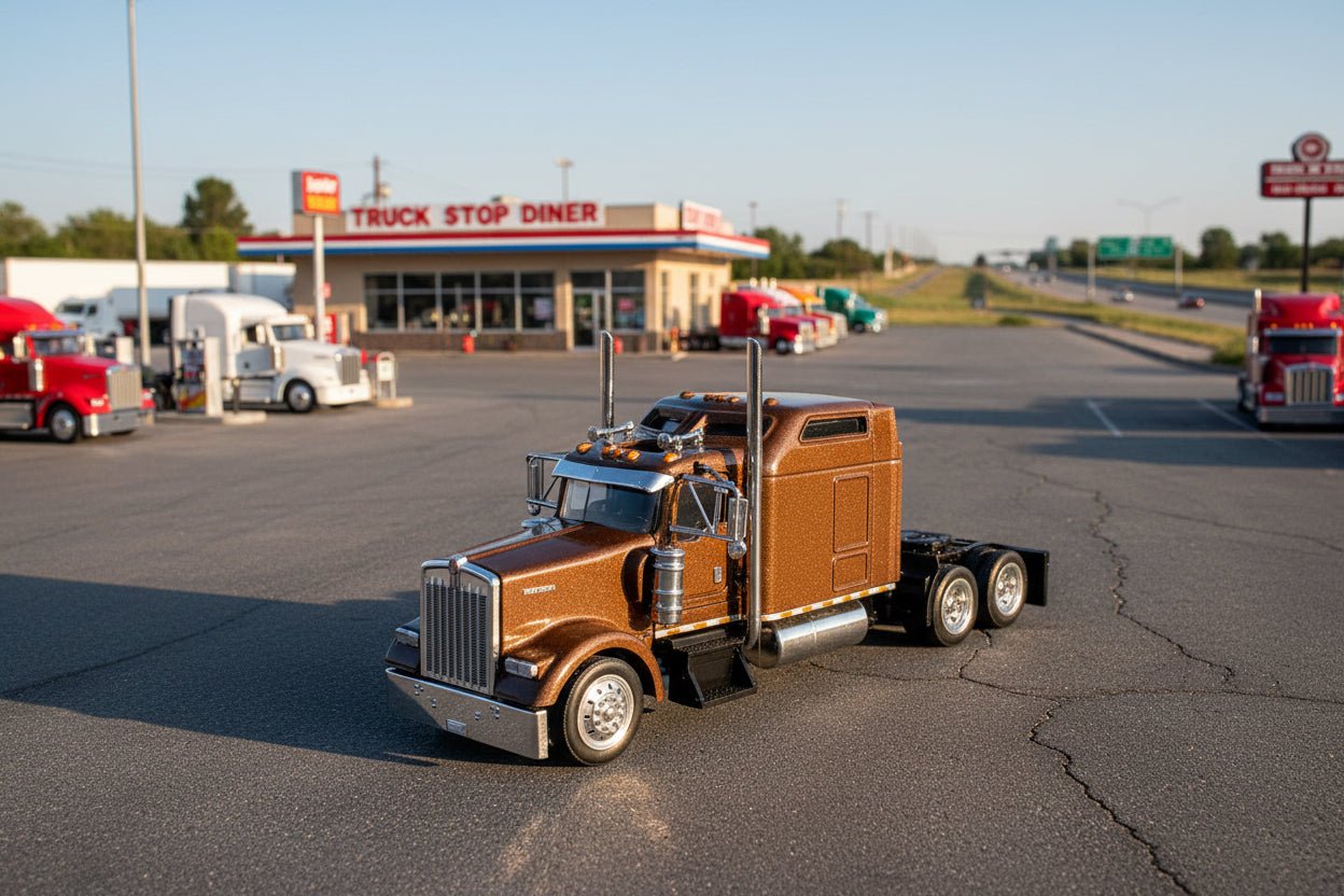 Kenworth W900L Truck Tractor with Sleeper Cab Brown Metallic 1/87 (HO) Scale Plastic Model Car by HO Logistics free shipping USA