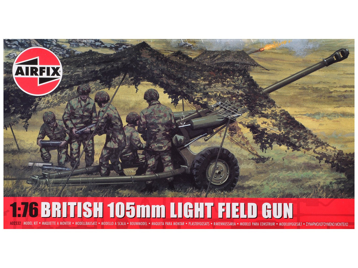 Level 1 Model Kit British 105mm Light Field Gun with 3 Scheme Options 1/76 Scale Plastic Model Kit by Airfix free shipping USA