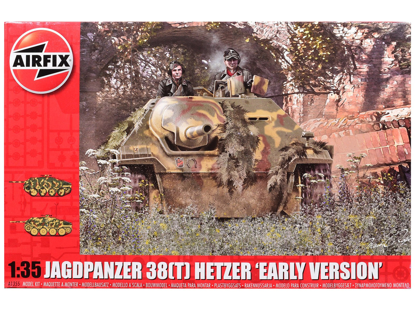 Level 3 Model Kit JagdPanzer 38(t) Hetzer "Early Version" Tank with 2 Scheme Options 1/35 Plastic Model Kit by Airfix free shipping USA