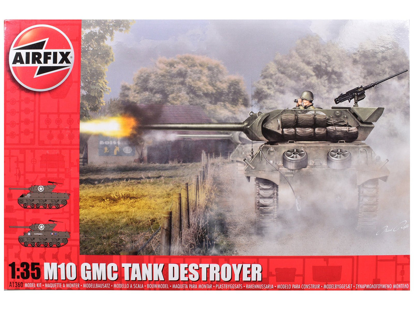 Level 3 Model Kit M10 Gun Motor Carriage (GMC) Tank Destroyer with 2 Scheme Options 1/35 Plastic Model Kit by Airfix free shipping USA