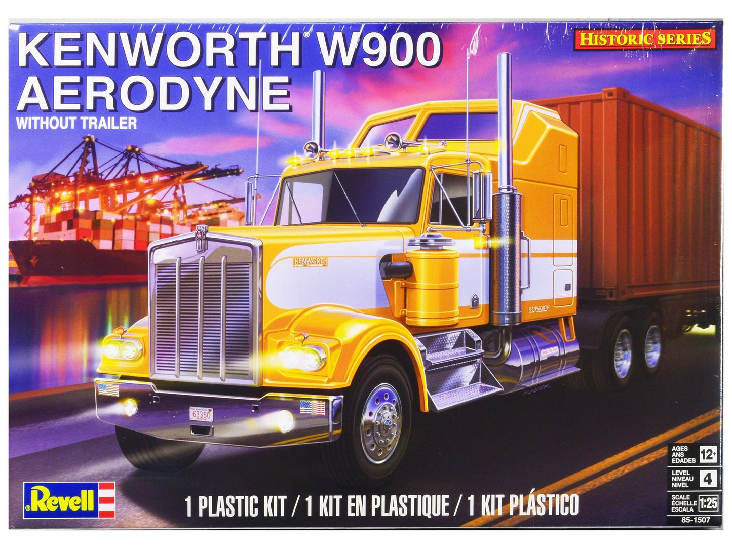 Level 4 Model Kit Kenworth W900 Aerodyne Truck Tractor "Historic Series" 1/25 Scale Model by Revell free shipping USA
