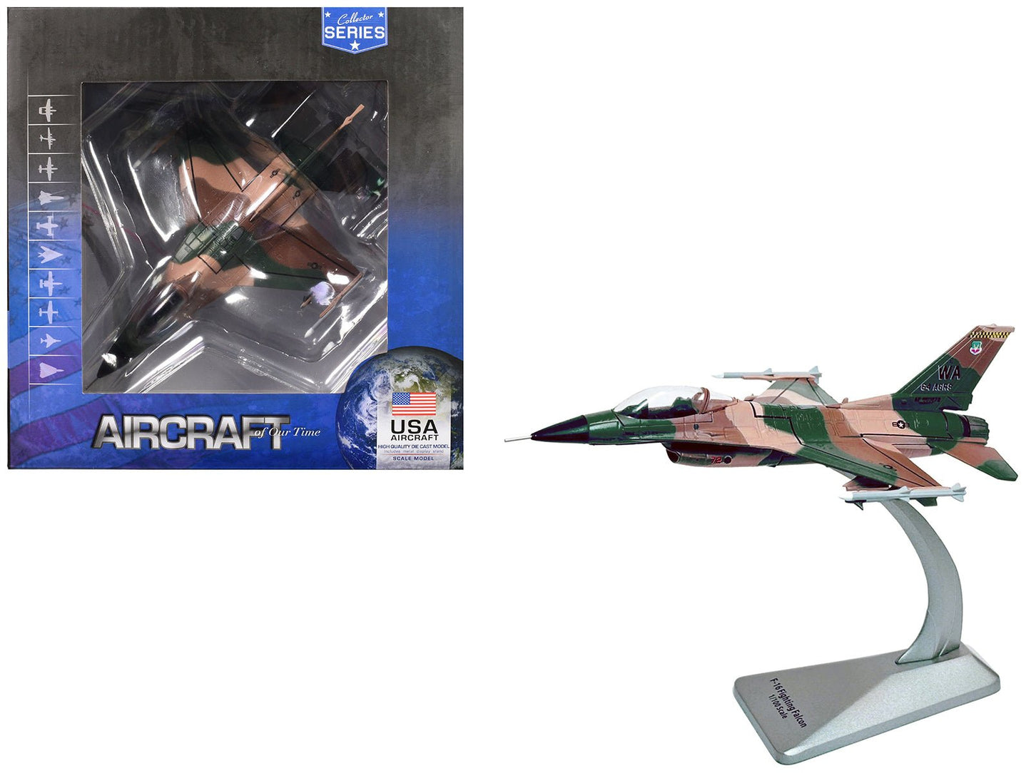 Lockheed F-16C Fighting Falcon Fighter Aircraft "Block 32 64th Aggressor Squadron Nellis AFB" (2007) United States Air Force "Collector Series" 1/100 Diecast Model by Air Force 1 free shipping USA