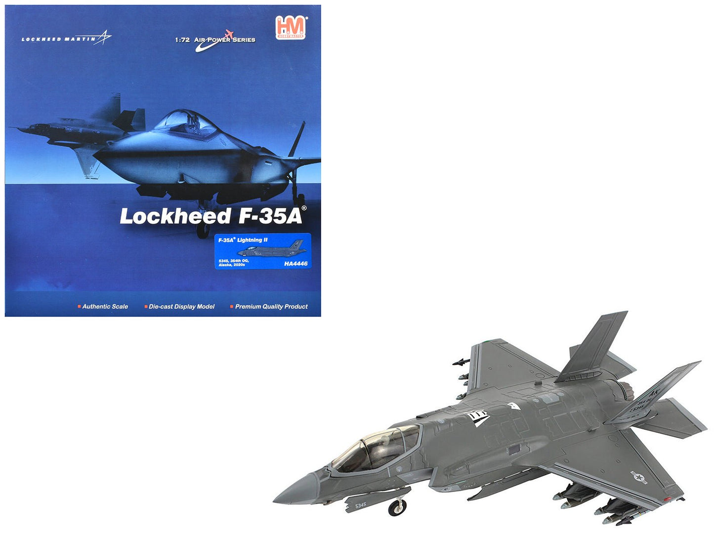 Lockheed Martin F-35A Lightning II Aircraft "5345 354th Operations Group Eielson Air Force Base Alaska" (2020s) United States Air Force "Air Power Series" 1/72 Diecast Model by Hobby Master free shipping USA