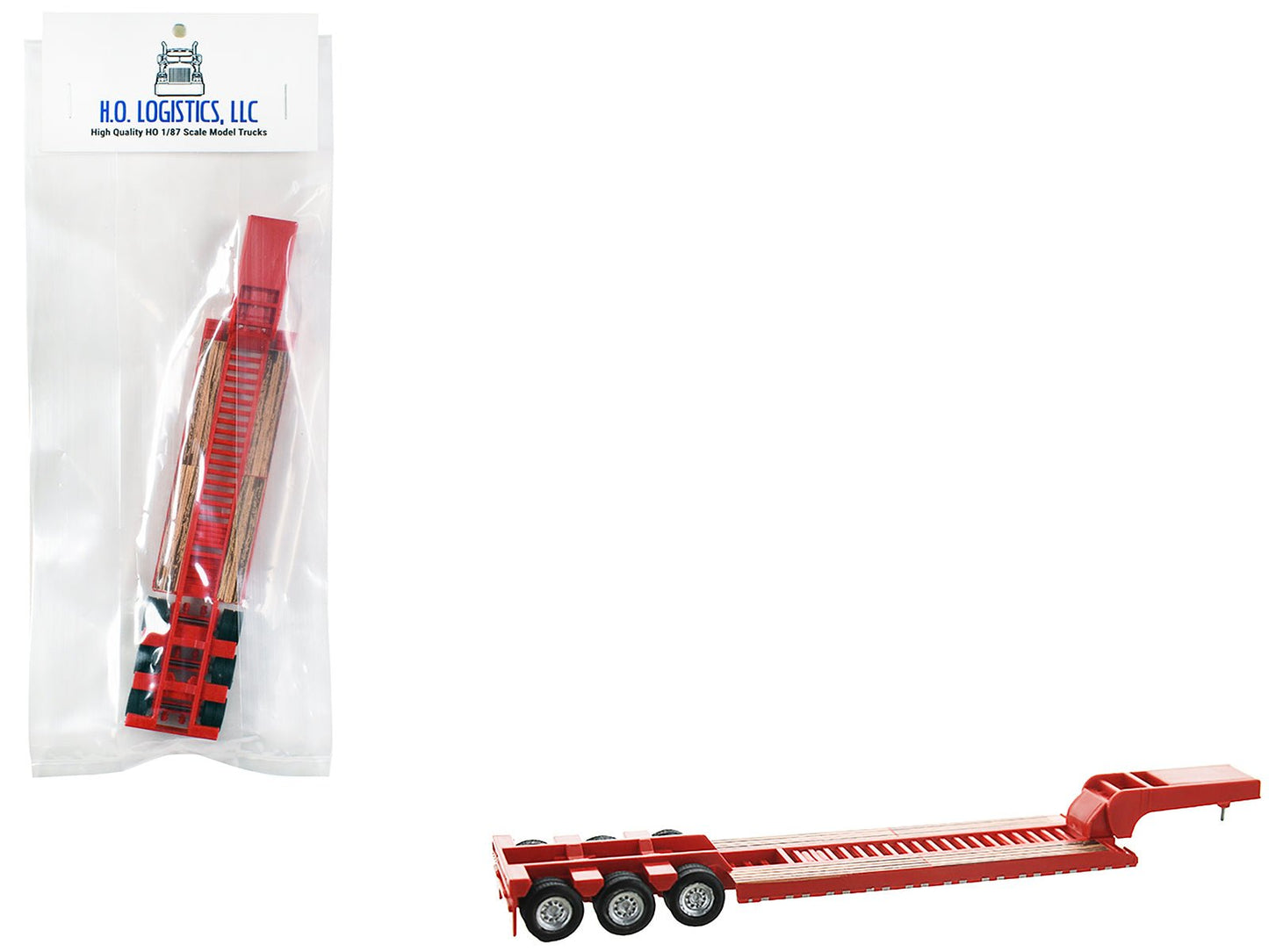 Low Boy Flatbed Trailer Red 1/87 (HO) Plastic Model Car by HO Logistics free shipping USA