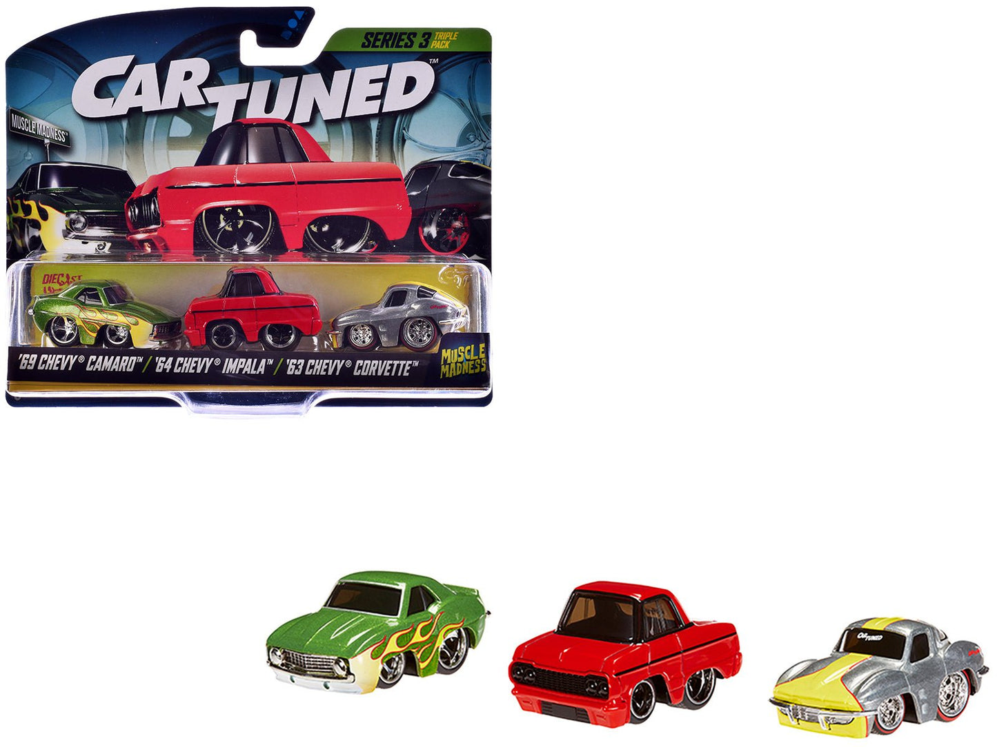 "Lowriders" Series 3 Chevrolet Triple Pack Set of 3 Cars Diecast Model Cars by CarTuned free shipping USA