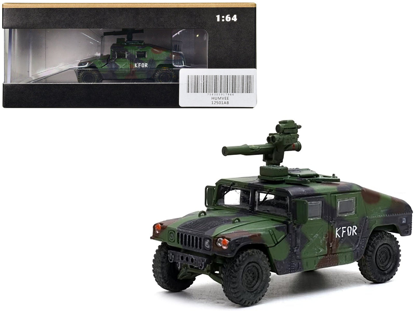 M1046 HUMVEE Tow Missile Carrier Green Camouflage "3rd Battalion 8th Marine Regiment Kosovo Force (KFOR)" (1999) "Military Miniature" Series 1/64 Diecast Model by Panzerkampf free shipping USA