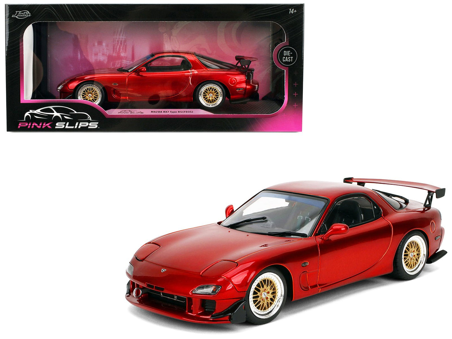 Mazda RX7 Type RS (FD3S) RHD (Right Hand Drive) Orange Metallic "Pink Slips" Series 1/18 Diecast Model Car by Jada free shipping USA