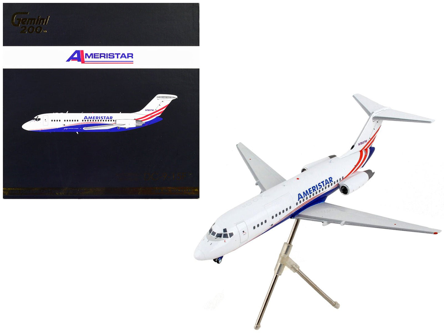 McDonnell Douglas DC-9-15F Commercial Aircraft "Ameristar Air Cargo" White with Blue and Red Stripes "Gemini 200" Series 1/200 Diecast Model Airplane by GeminiJets free shipping USA