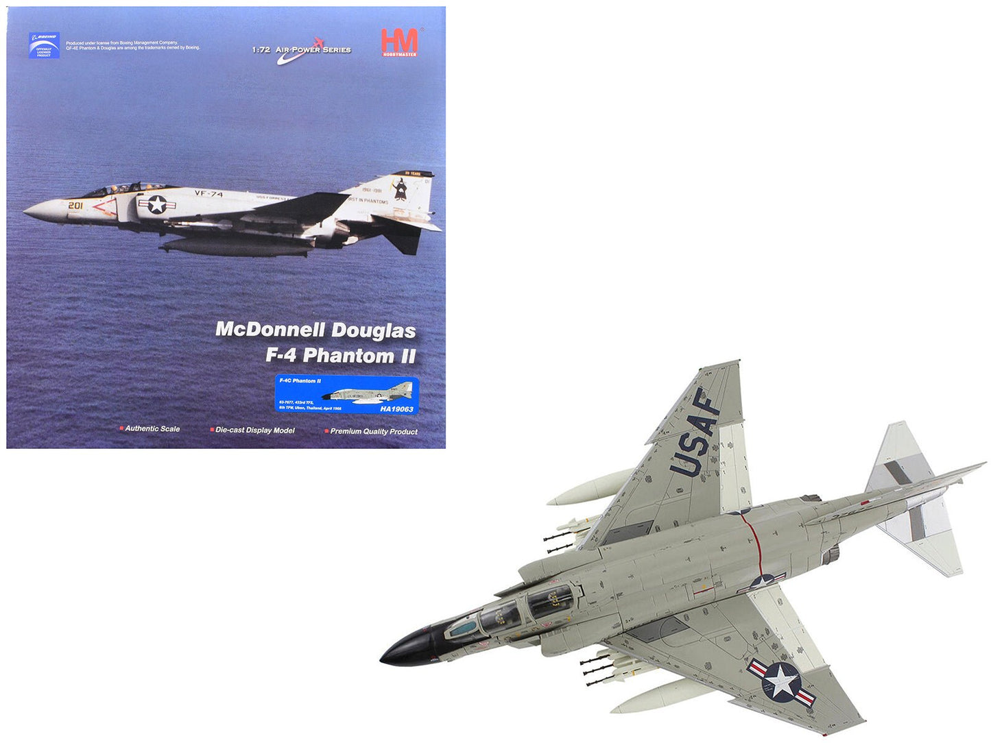 McDonnell Douglas F-4C Phantom II Fighter-Bomber Aircraft "433rd TFS 8th TFW Ubon Thailand" (1966) United States Air Force "Air Power Series" 1/72 Diecast Model by Hobby Master free shipping USA