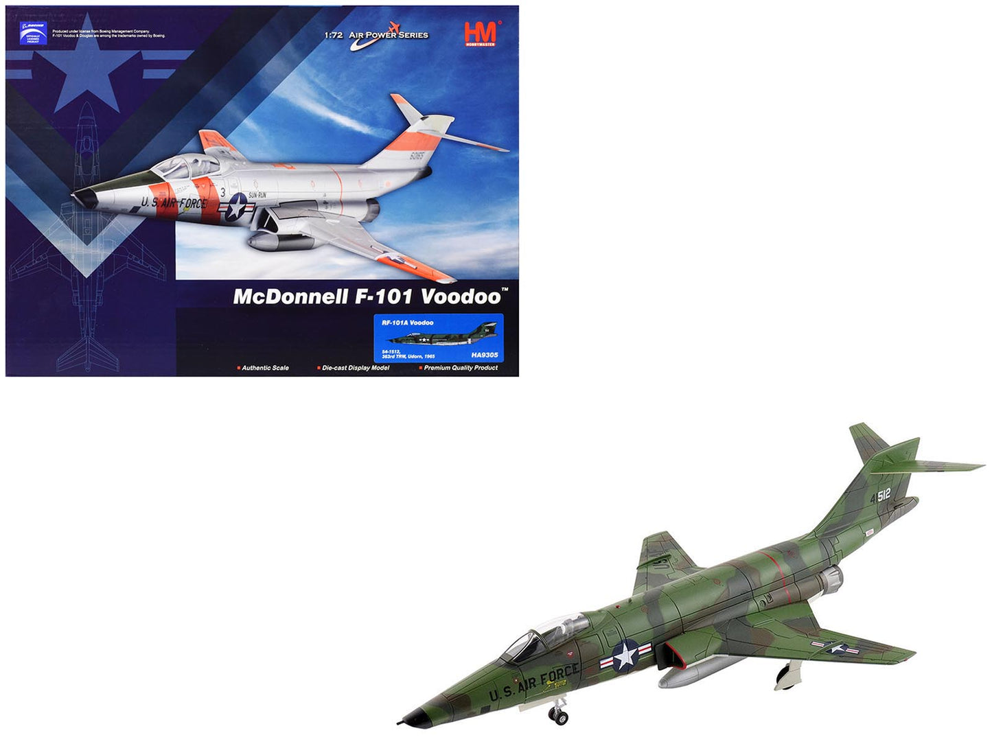 McDonnell RF-101A Voodoo Fighter Aircraft "54-1512 363rd Tactical Reconnaissance Wing Udorn Royal Thai Air Force Base" (1965) United States Air Force "Air Power Series" 1/72 Diecast Model by Hobby Master free shipping USA