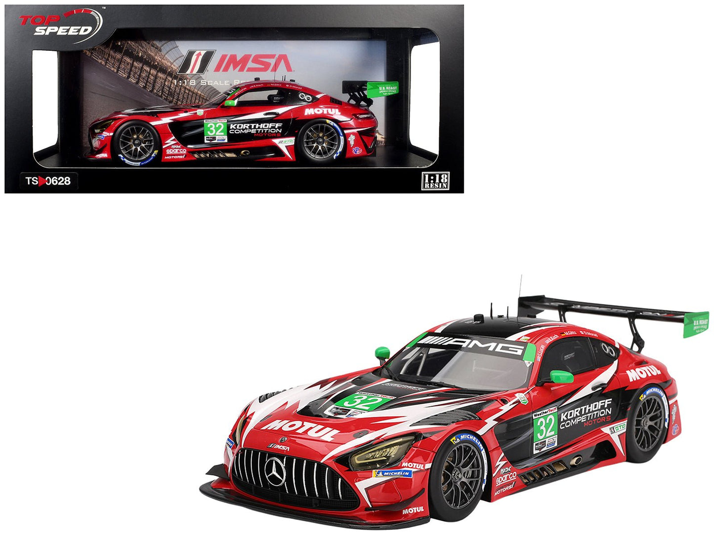 Mercedes-AMG GT3 EVO #32 Maximilian Gotz - Kenton Koch - Seth Lucas - Daniel Morad "Korthoff Competition Motors" IMSA "24 Hours of Daytona" (2025) 1/18 Model Car by Top Speed free shipping USA